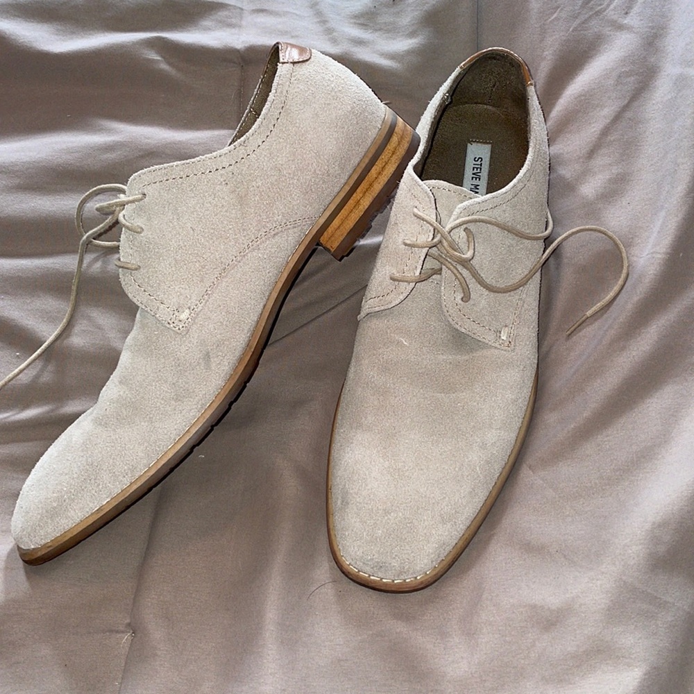Steve Madden Men's Light Beige Suede Derby Shoes